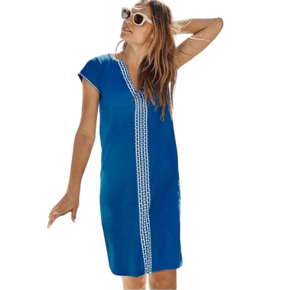 Boden Dresses & Skirts - Boden Dress Peggy Embroidered Short Sleeve Shirt Dress Blue Size 4